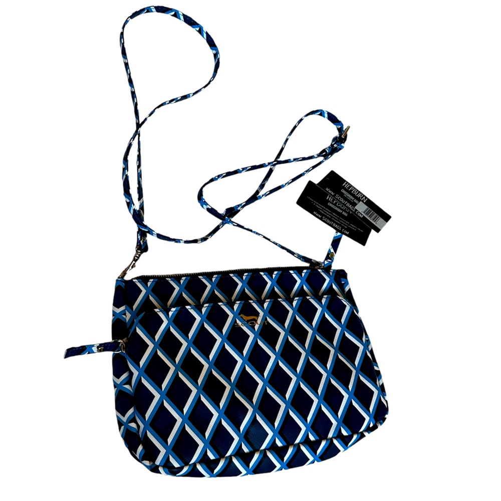 Scout Coated Cotton Crossbody Purse Diamond Pattern- Shades of Blue
